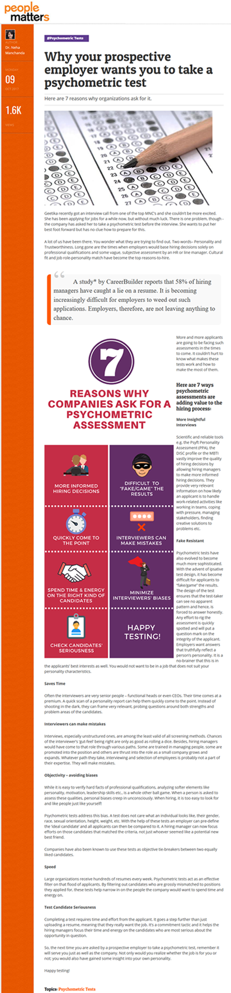 7 reasons why employers ask for a psychometric test